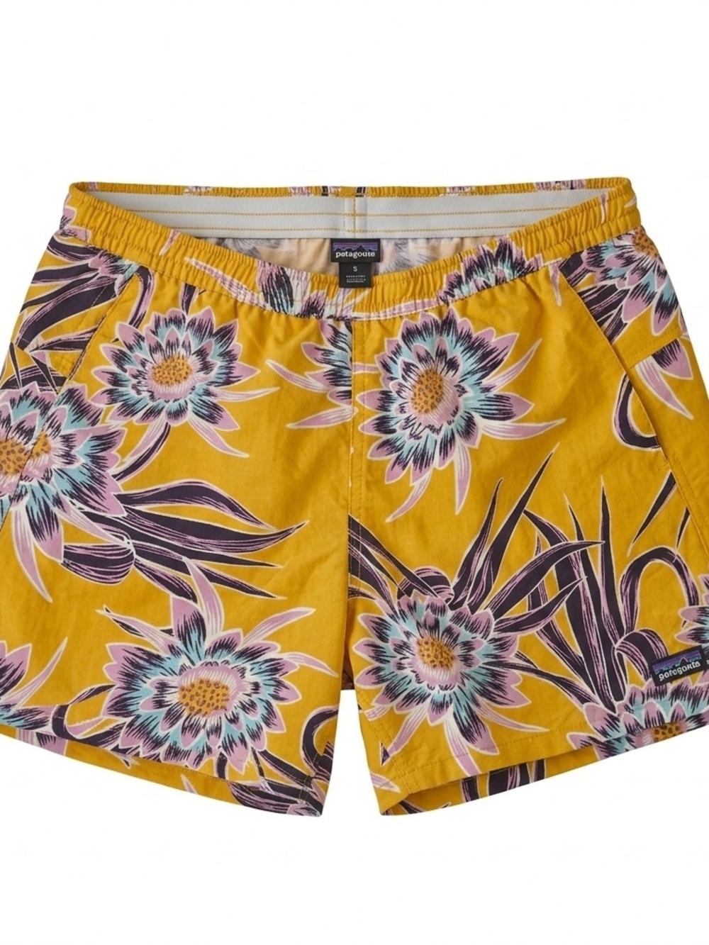 Patagonia Baggies Shorts Floral Yellow / Purple Size S